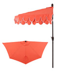 Terrace Arc 9 ft Scalloped Fringe Market Patio Half Umbrella with Crank, Tilt Button and UV Protection