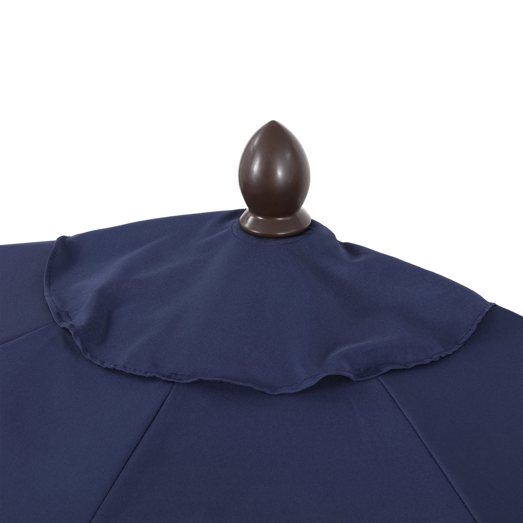 Terrace Arc 9 ft Scalloped Fringe Market Patio Half Umbrella with Crank, Tilt Button and UV Protection