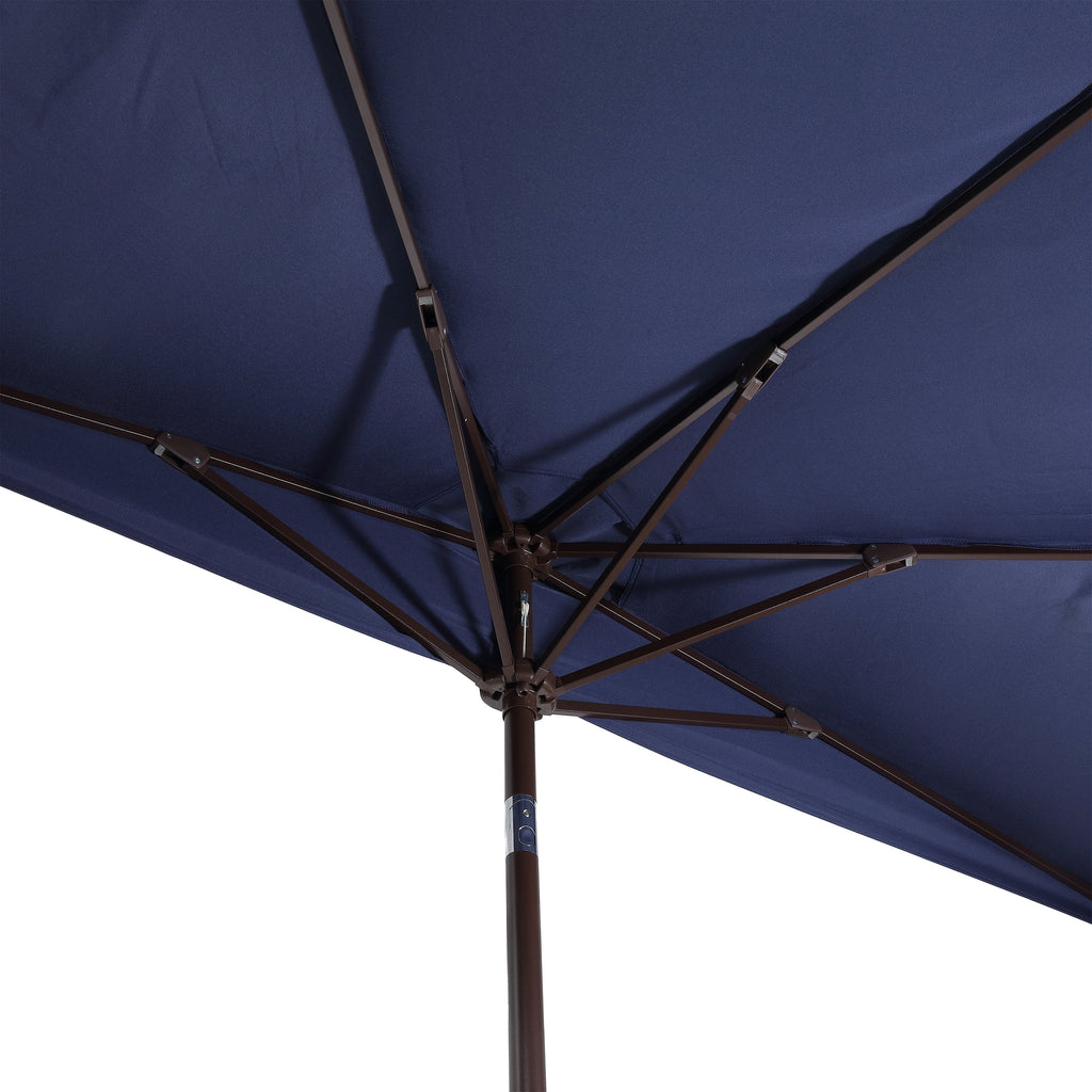 Terrace Arc 9 ft Scalloped Fringe Market Patio Half Umbrella with Crank, Tilt Button and UV Protection