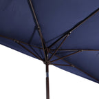 Terrace Arc 9 ft Scalloped Fringe Market Patio Half Umbrella with Crank, Tilt Button and UV Protection
