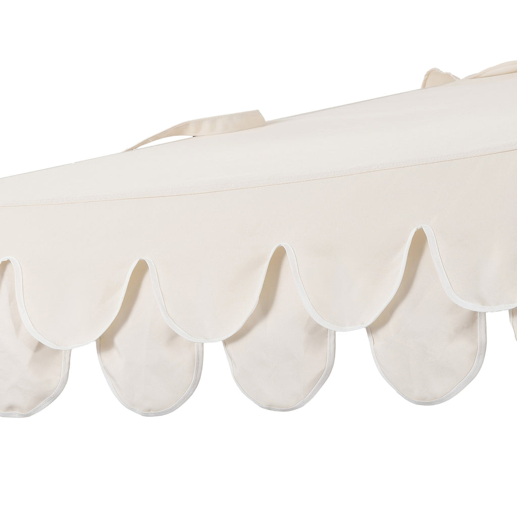 Terrace Arc 9 ft Scalloped Fringe Market Patio Half Umbrella with Crank, Tilt Button and UV Protection