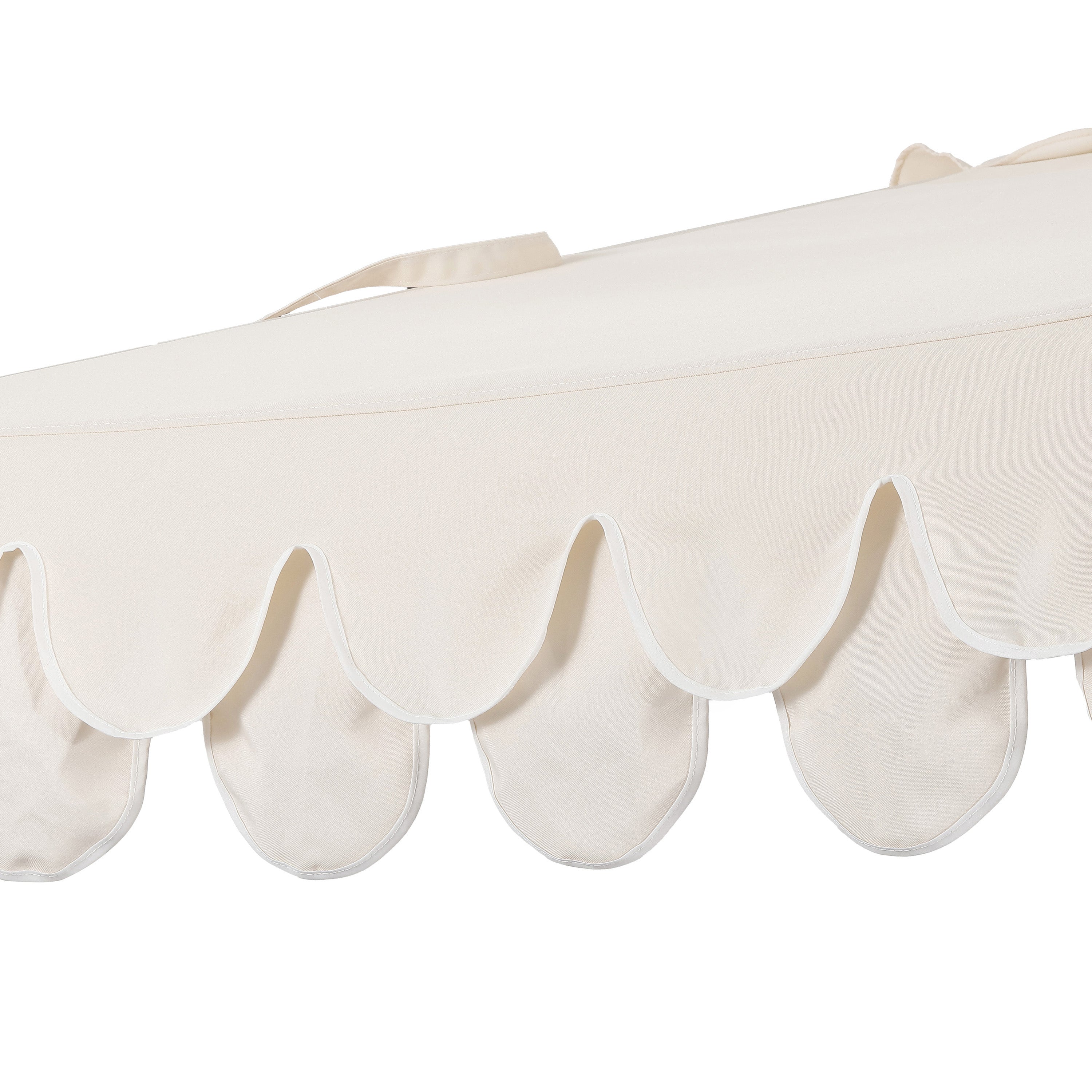 Terrace Arc 9 ft Scalloped Fringe Market Patio Half Umbrella with Crank, Tilt Button and UV Protection
