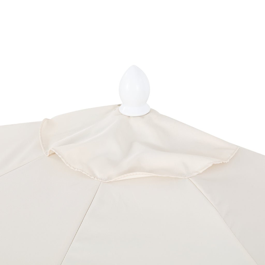 Terrace Arc 9 ft Scalloped Fringe Market Patio Half Umbrella with Crank, Tilt Button and UV Protection