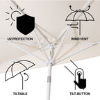 Terrace Arc 9 ft Scalloped Fringe Market Patio Half Umbrella with Crank, Tilt Button and UV Protection