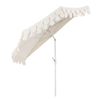 Terrace Arc 9 ft Scalloped Fringe Market Patio Half Umbrella with Crank, Tilt Button and UV Protection