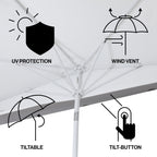 Terrace Arc 9 ft Scalloped Fringe Market Patio Half Umbrella with Crank, Tilt Button and UV Protection