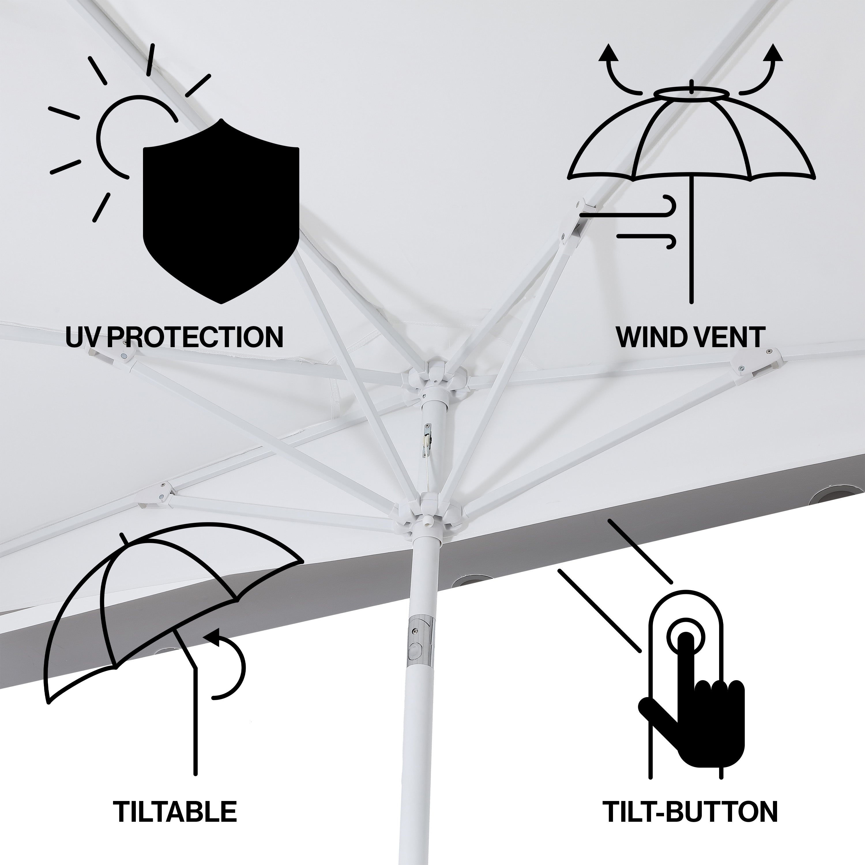 Terrace Arc 9 ft Scalloped Fringe Market Patio Half Umbrella with Crank, Tilt Button and UV Protection