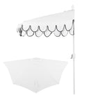 Terrace Arc 9 ft Scalloped Fringe Market Patio Half Umbrella with Crank, Tilt Button and UV Protection