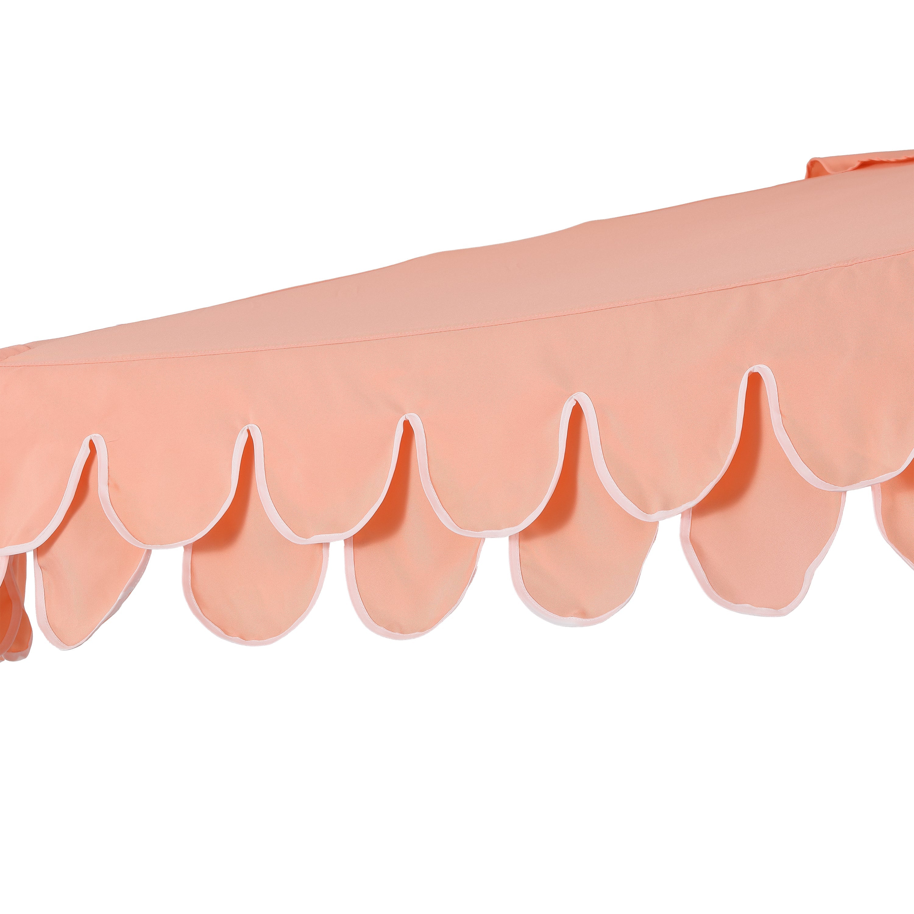 Terrace Arc 9 ft Scalloped Fringe Market Patio Half Umbrella with Crank, Tilt Button and UV Protection