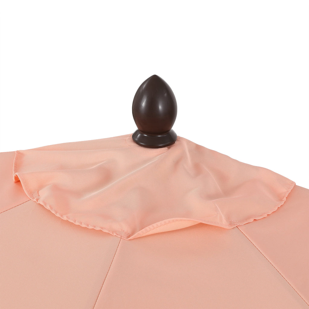 Terrace Arc 9 ft Scalloped Fringe Market Patio Half Umbrella with Crank, Tilt Button and UV Protection