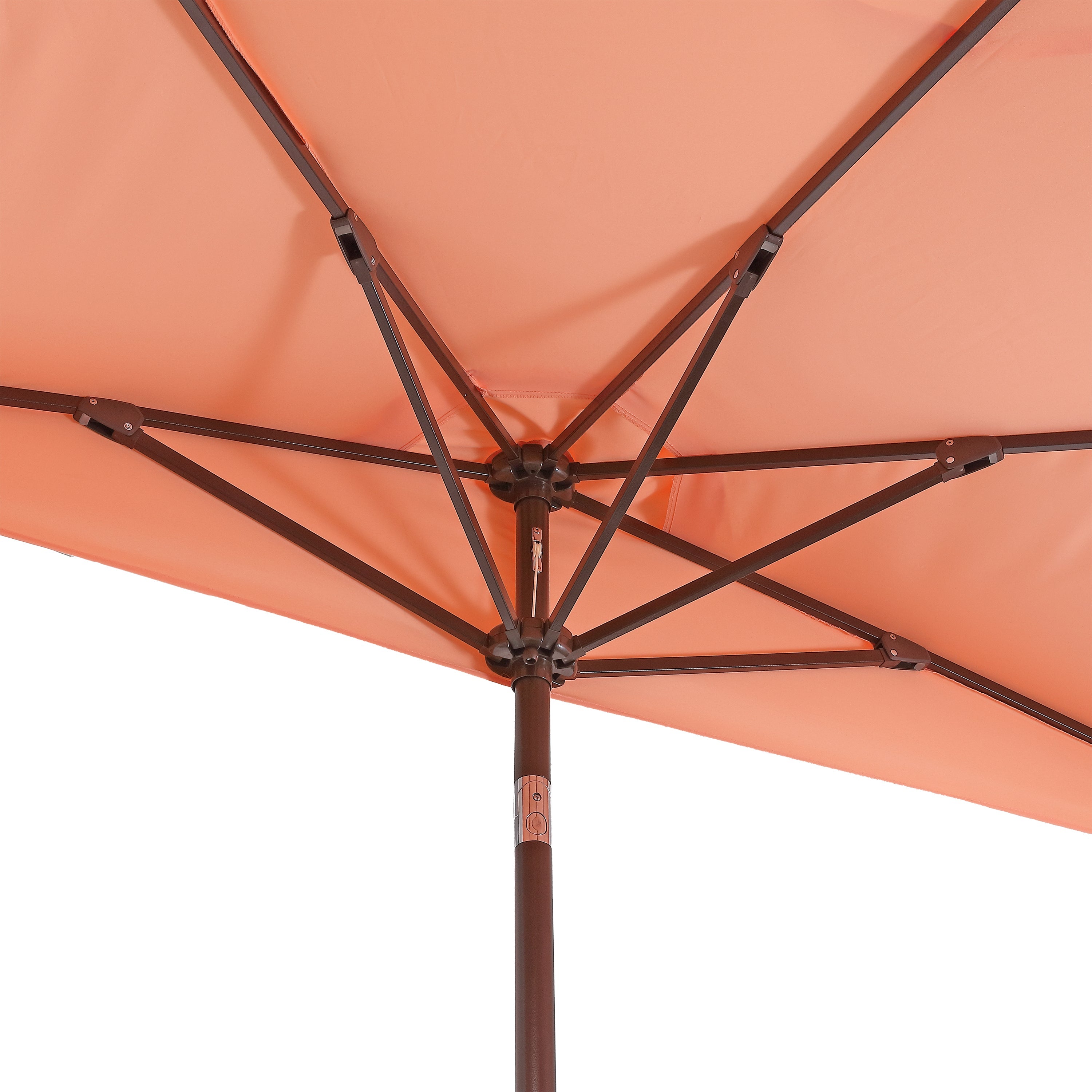 Terrace Arc 9 ft Scalloped Fringe Market Patio Half Umbrella with Crank, Tilt Button and UV Protection