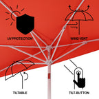 Terrace Arc 9 ft Scalloped Fringe Market Patio Half Umbrella with Crank, Tilt Button and UV Protection