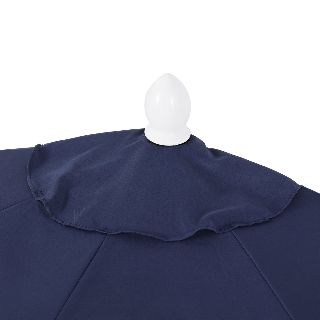 Terrace Arc 9 ft Scalloped Fringe Market Patio Half Umbrella with Crank, Tilt Button and UV Protection