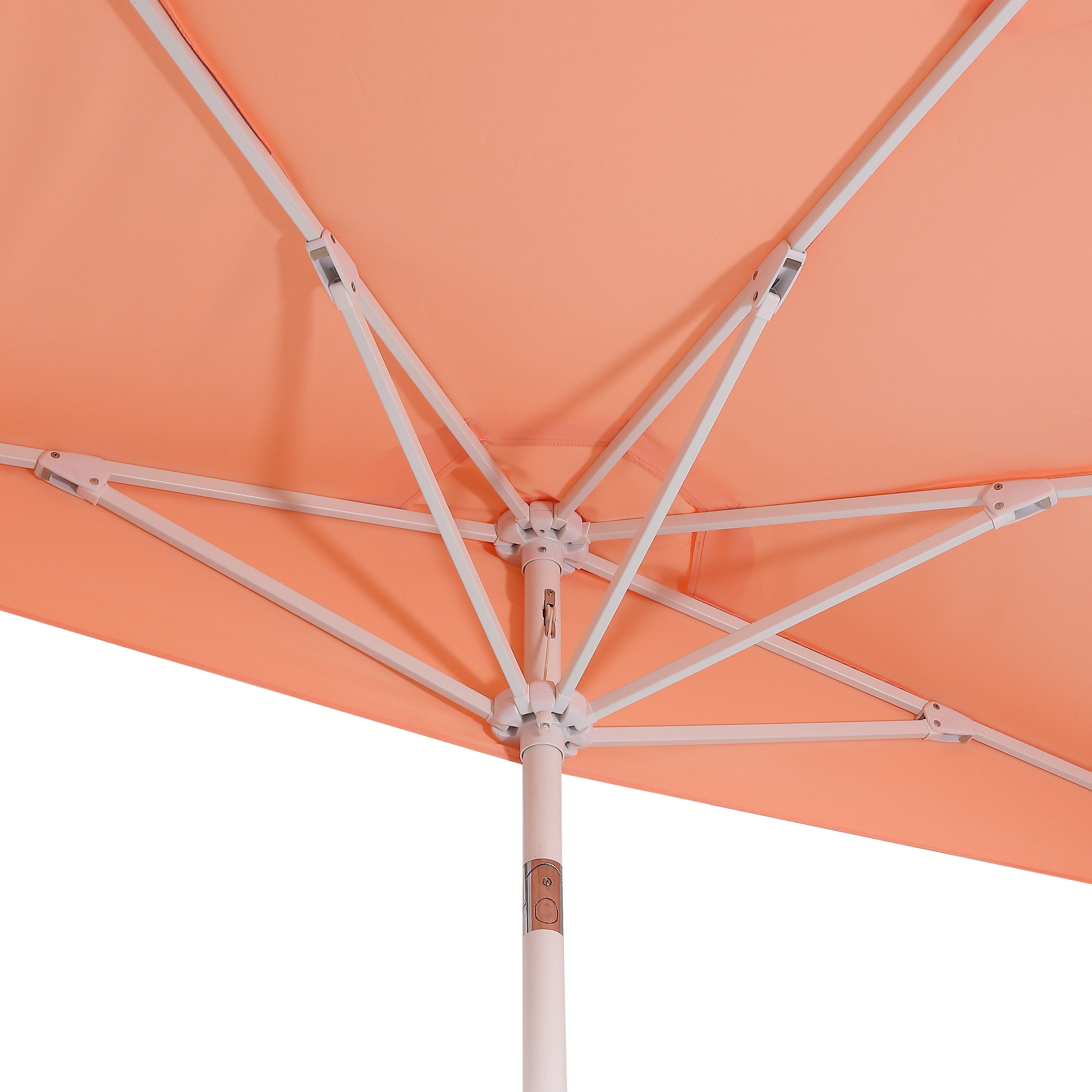 Terrace Arc 9 ft Scalloped Fringe Market Patio Half Umbrella with Crank, Tilt Button and UV Protection