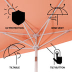 Terrace Arc 9 ft Scalloped Fringe Market Patio Half Umbrella with Crank, Tilt Button and UV Protection