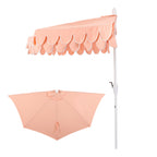 Terrace Arc 9 ft Scalloped Fringe Market Patio Half Umbrella with Crank, Tilt Button and UV Protection