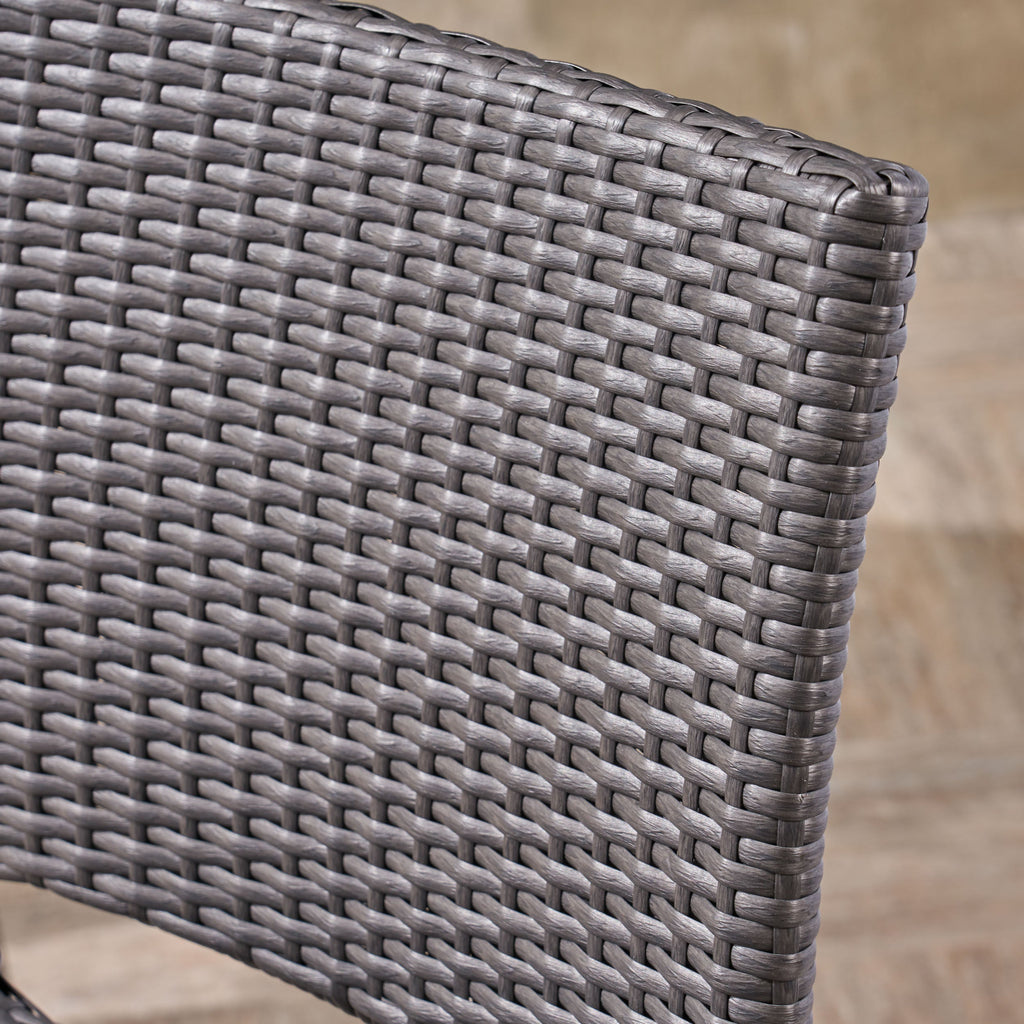 29" Outdoor Rattan Armless Barstools, Set of 2