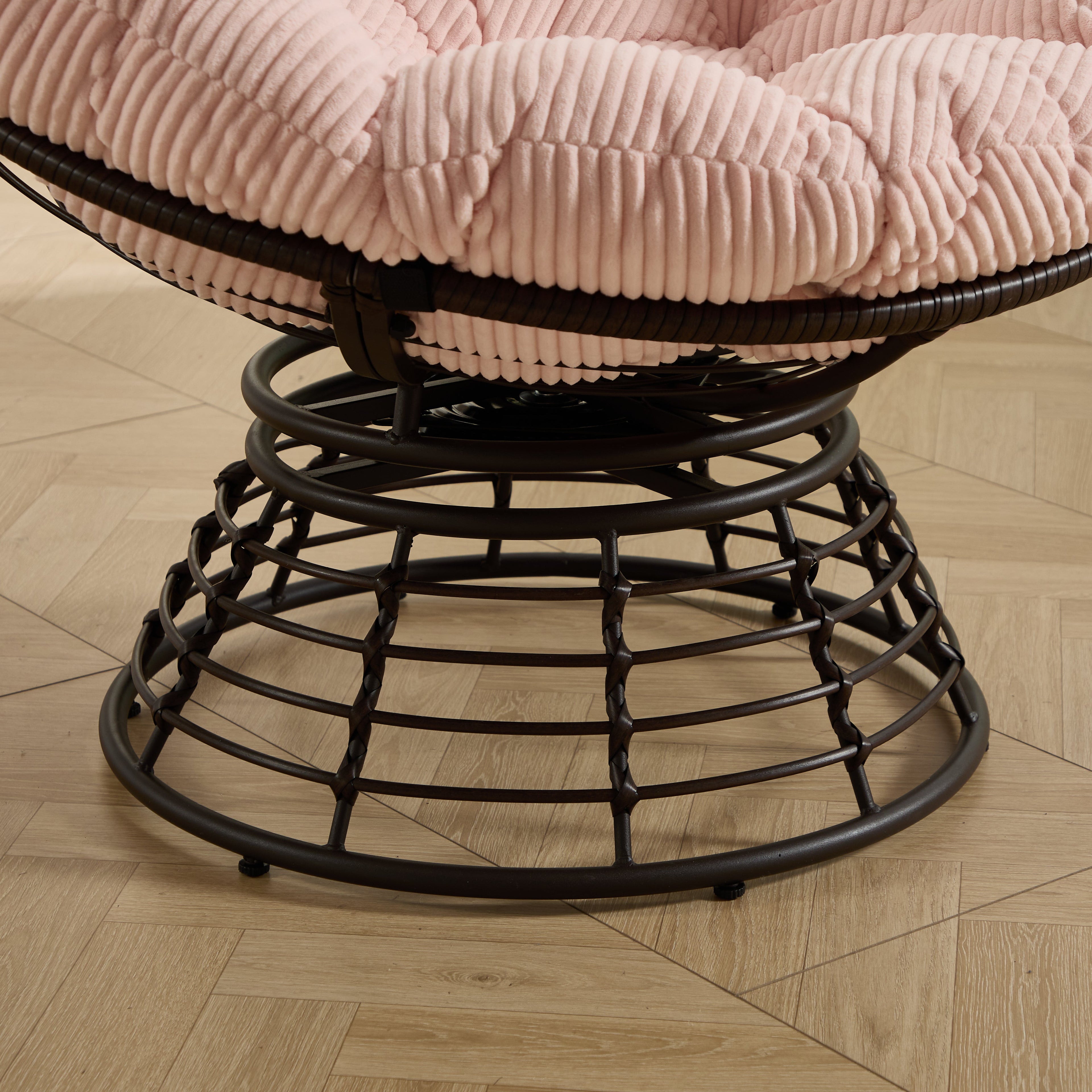 360° Swivel Indoor Outdoor Wicker Papasan Chair with Soft Thick Cushion