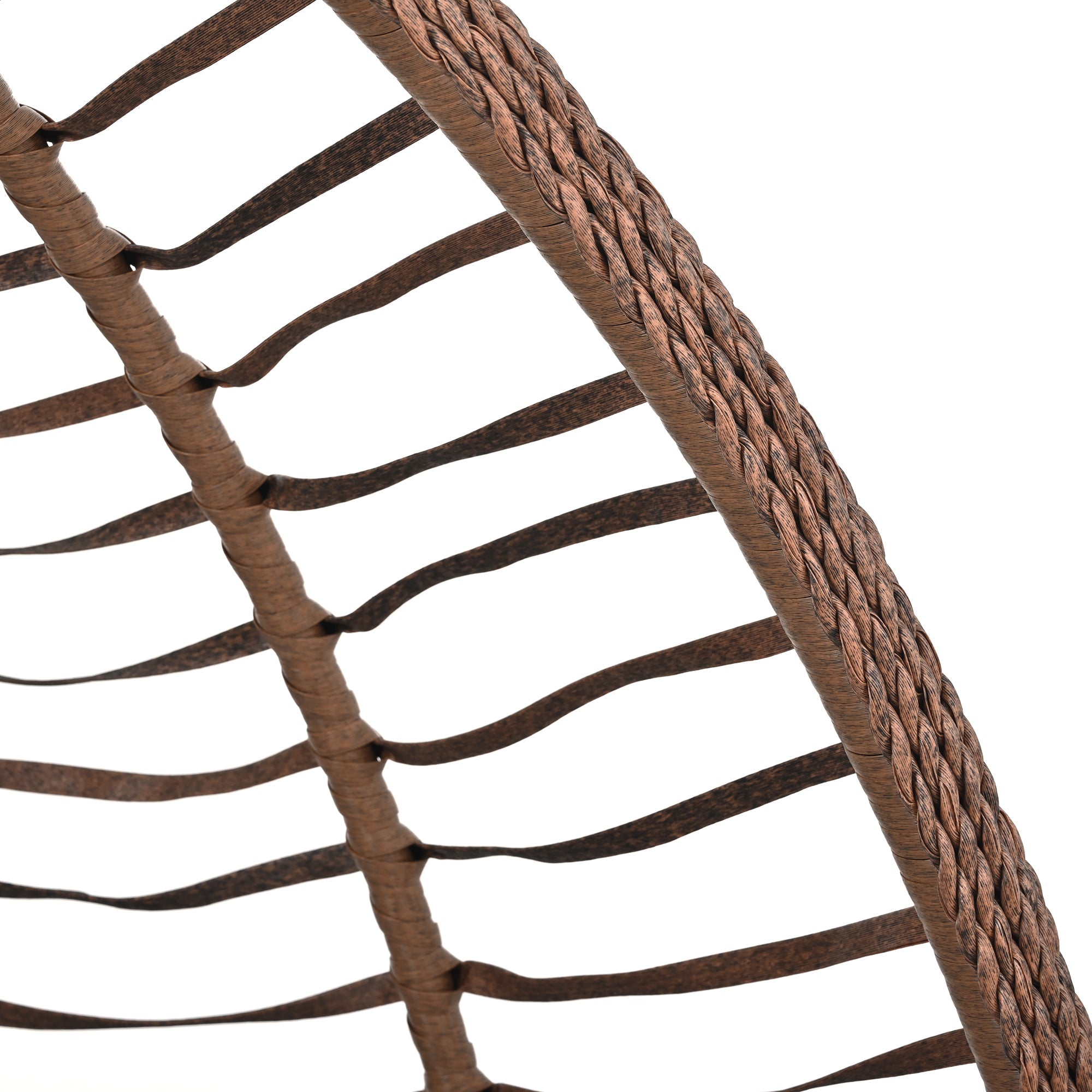 Foldable Rattan Egg Swing Chair with Iron Frame, Plush Cushion & Removable Headrest