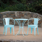 Pursuant 3-Piece Iron Bistro Set with Round Table and 2 Curved Back Chairs