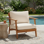 Mid-Century Modern Acacia Wood Outdoor Club Chair