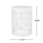 Spherical Outdoor Cylindrical End Table with Iron Cut Design