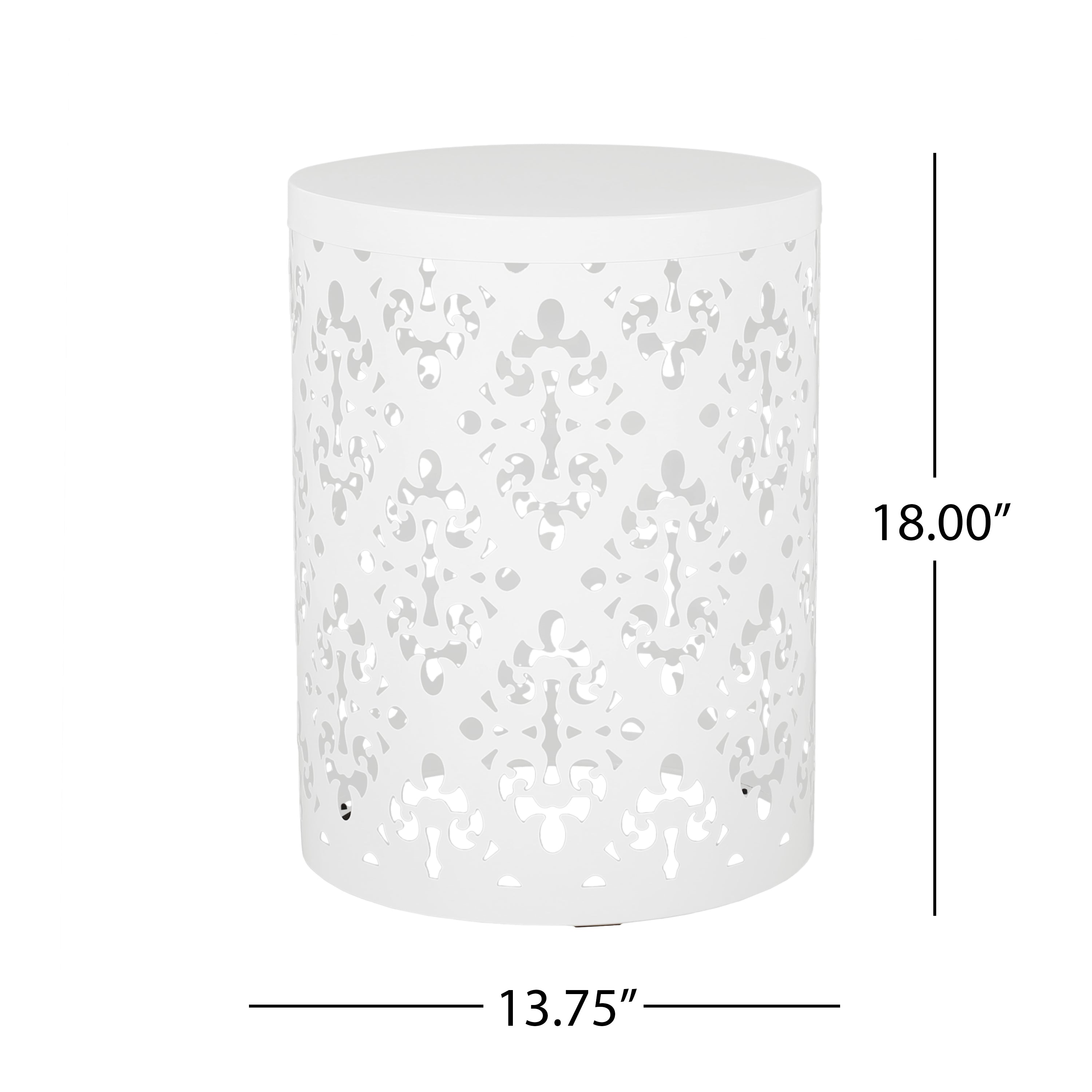 Spherical Outdoor Cylindrical End Table with Iron Cut Design