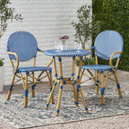 3-Piece Faux Rattan Bistro Set with Round Table and 2 Armchairs