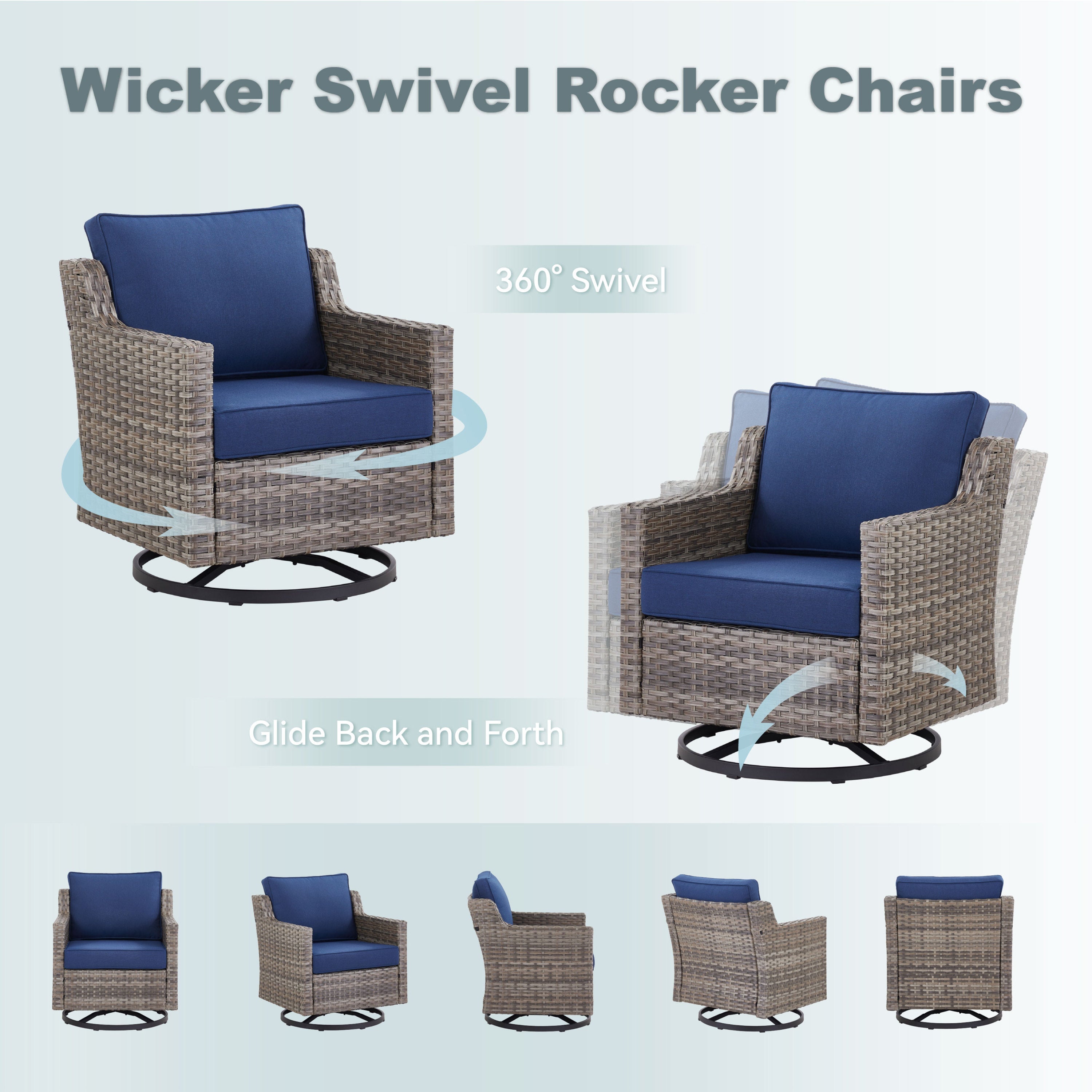 Tatum Outdoor Swivel Rocking Chairs, Set of 2
