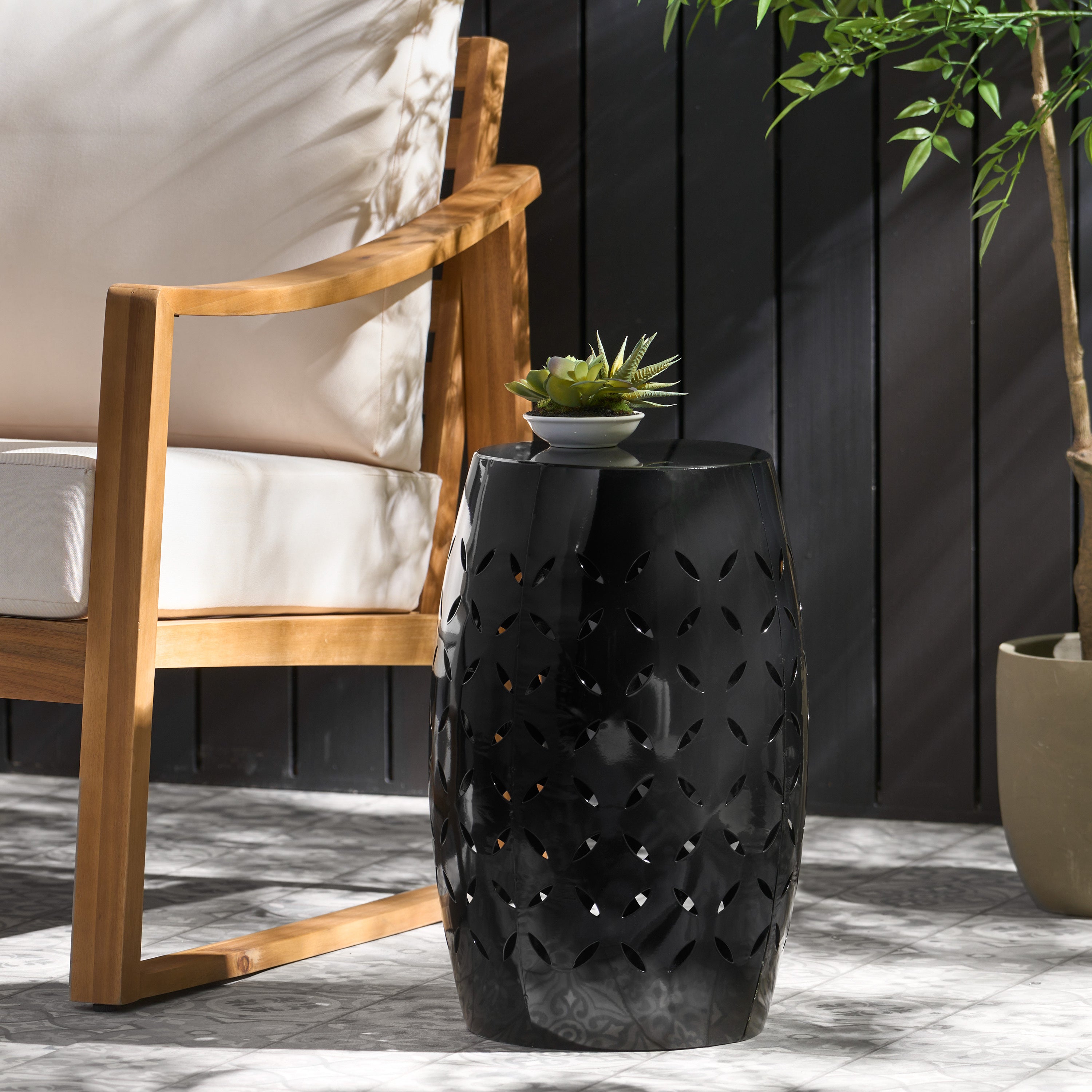 Lilac Outdoor Metal Cutout Accent Table
