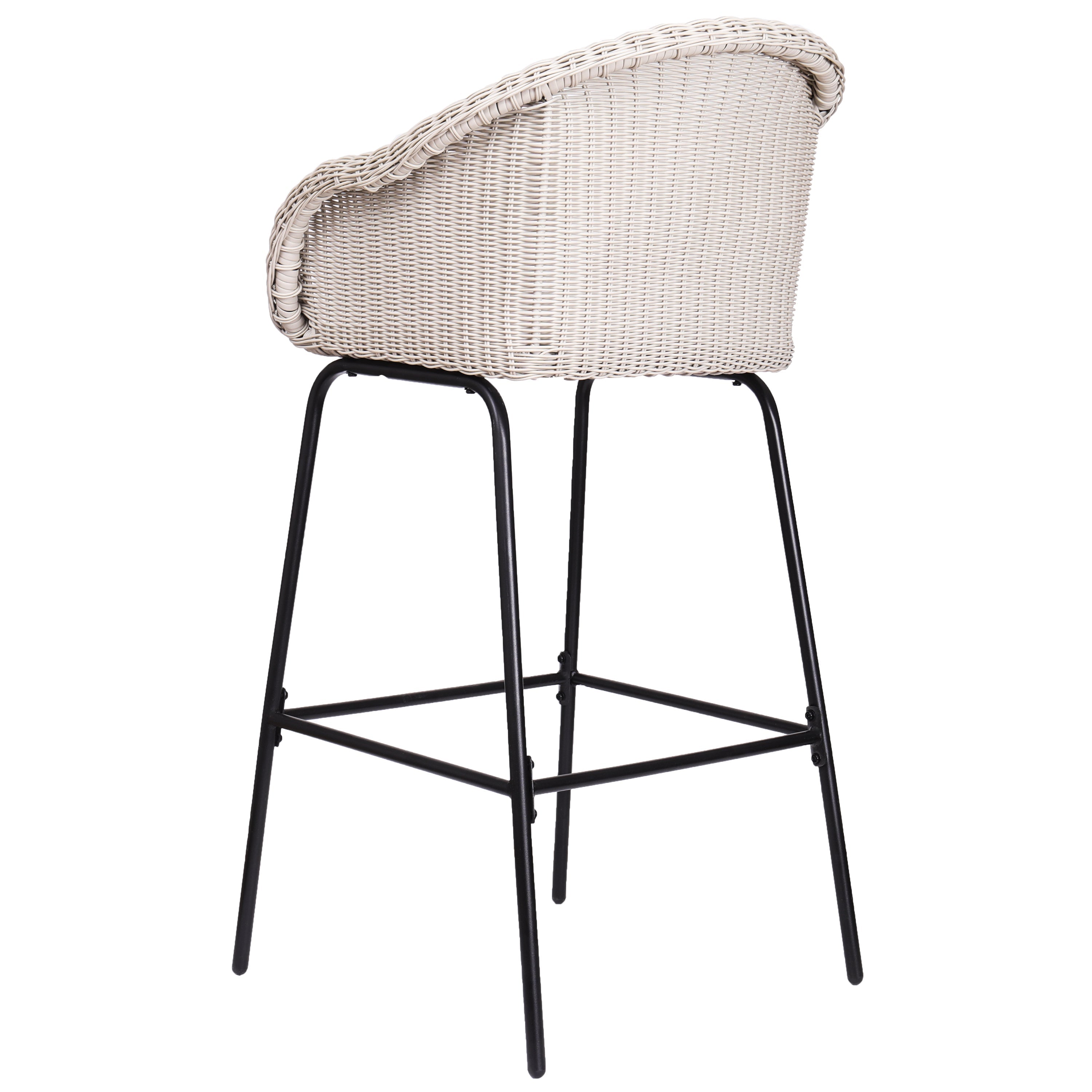 Ladd Outdoor Metal Wicker Barstool, Set of 2