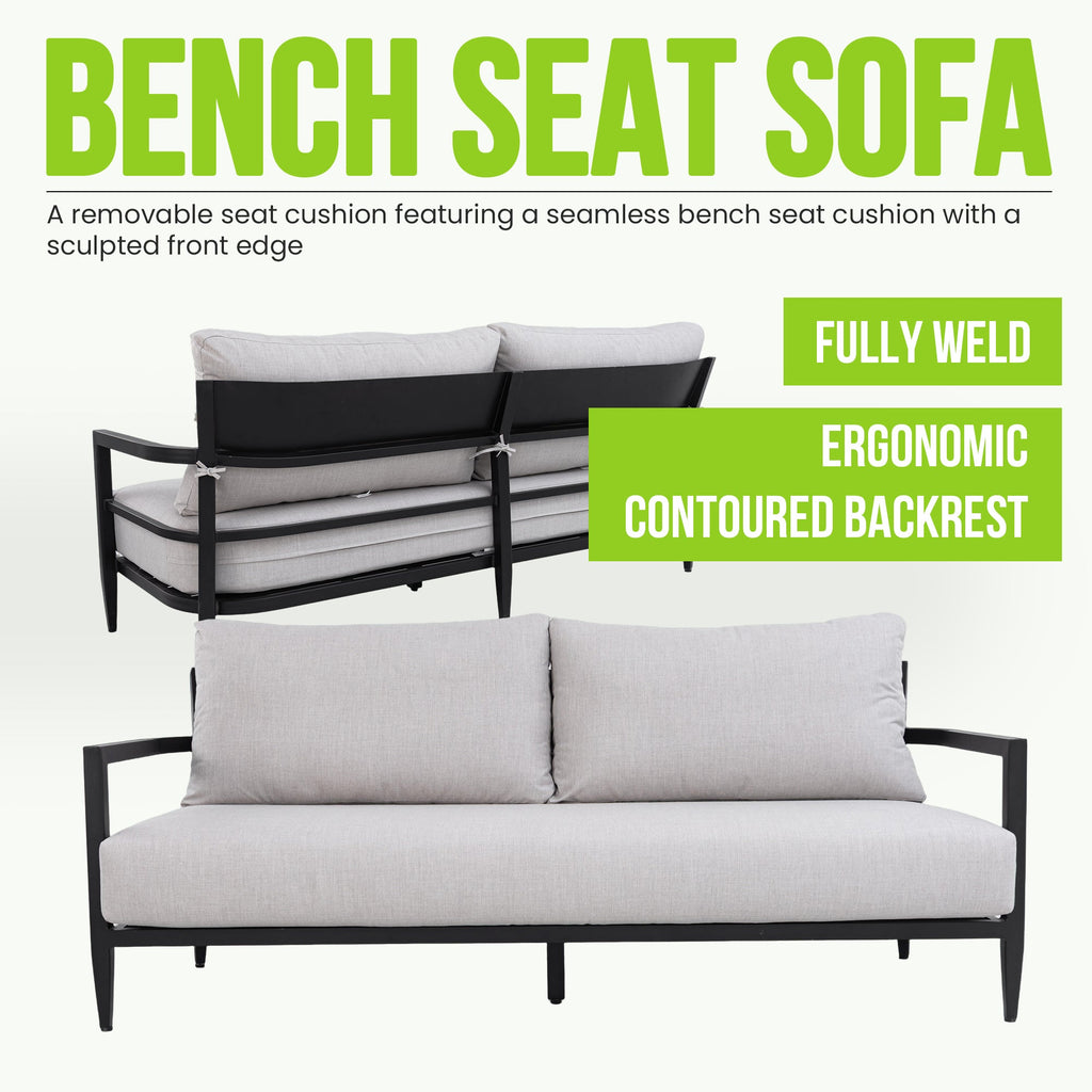 Mariner Outdoor Aluminum Sofa with Sunbrella Cusions