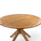 Stanford Outdoor Round Acacia Wood Dining Table with X Base