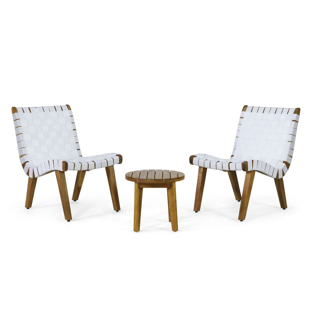 Rhythmus 3-Piece Outdoor Chat Set with 2 Curved Chairs Design and Slatted Table Top