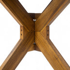 Stanford Outdoor Round Acacia Wood Dining Table with X Base