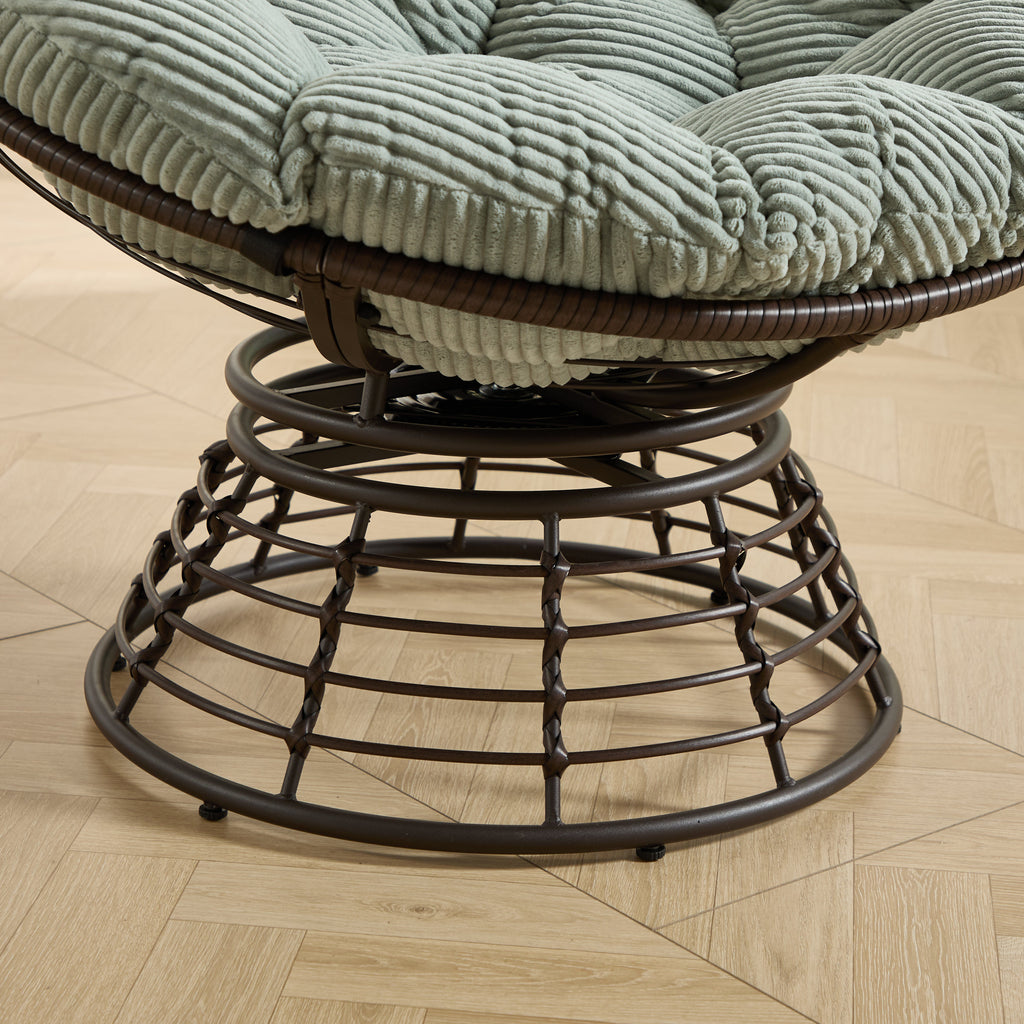 360° Swivel Indoor Outdoor Wicker Papasan Chair with Soft Thick Cushion