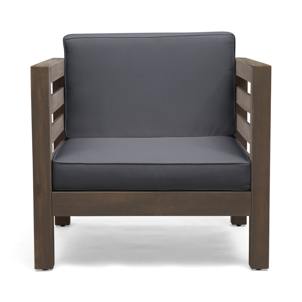Oana Outdoor Acacia Wood Club Chair with Cushion