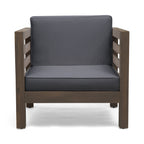 Oana Outdoor Acacia Wood Club Chair with Cushion