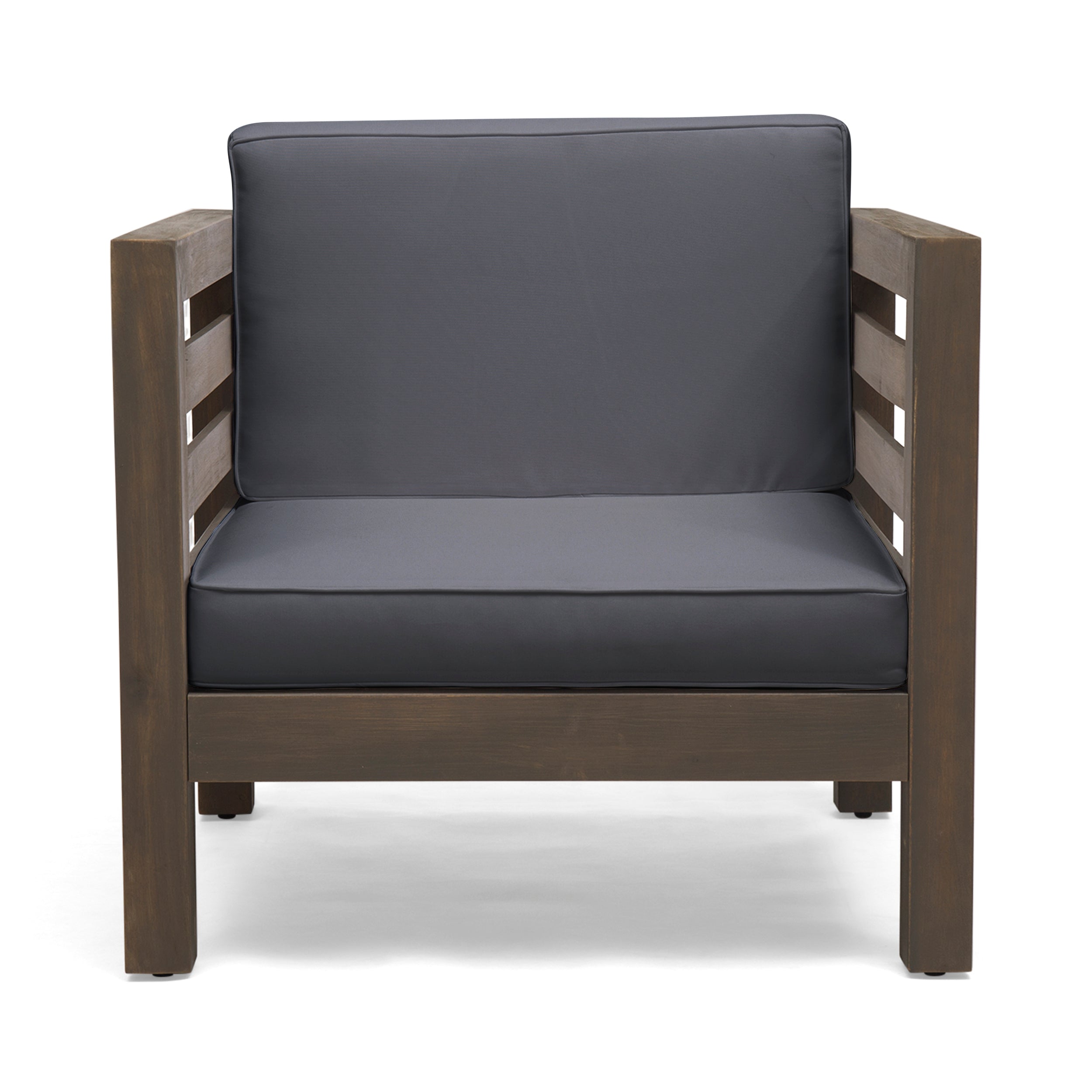 Oana Outdoor Acacia Wood Club Chair with Cushion