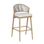 Outdoor Metal Frame Stools with Scallop-Shaped Backrest & Water-Resistant Cushions, Set of 2