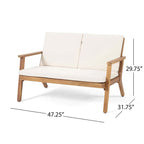 Brixton Outdoor Acacia Wood 4 Seater Chat Set with Cushions
