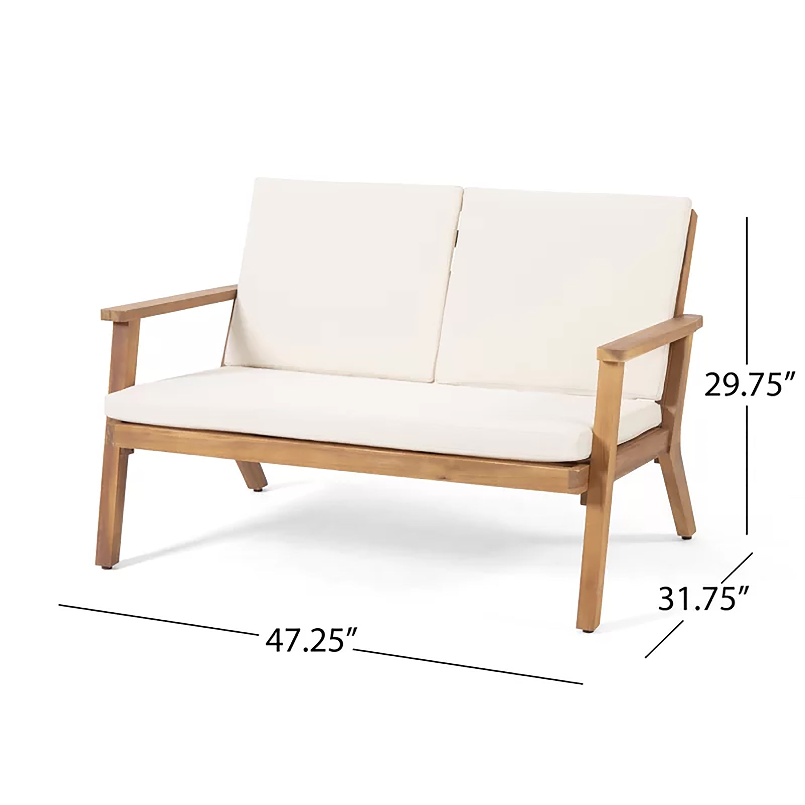 Brixton Outdoor Acacia Wood 4 Seater Chat Set with Cushions
