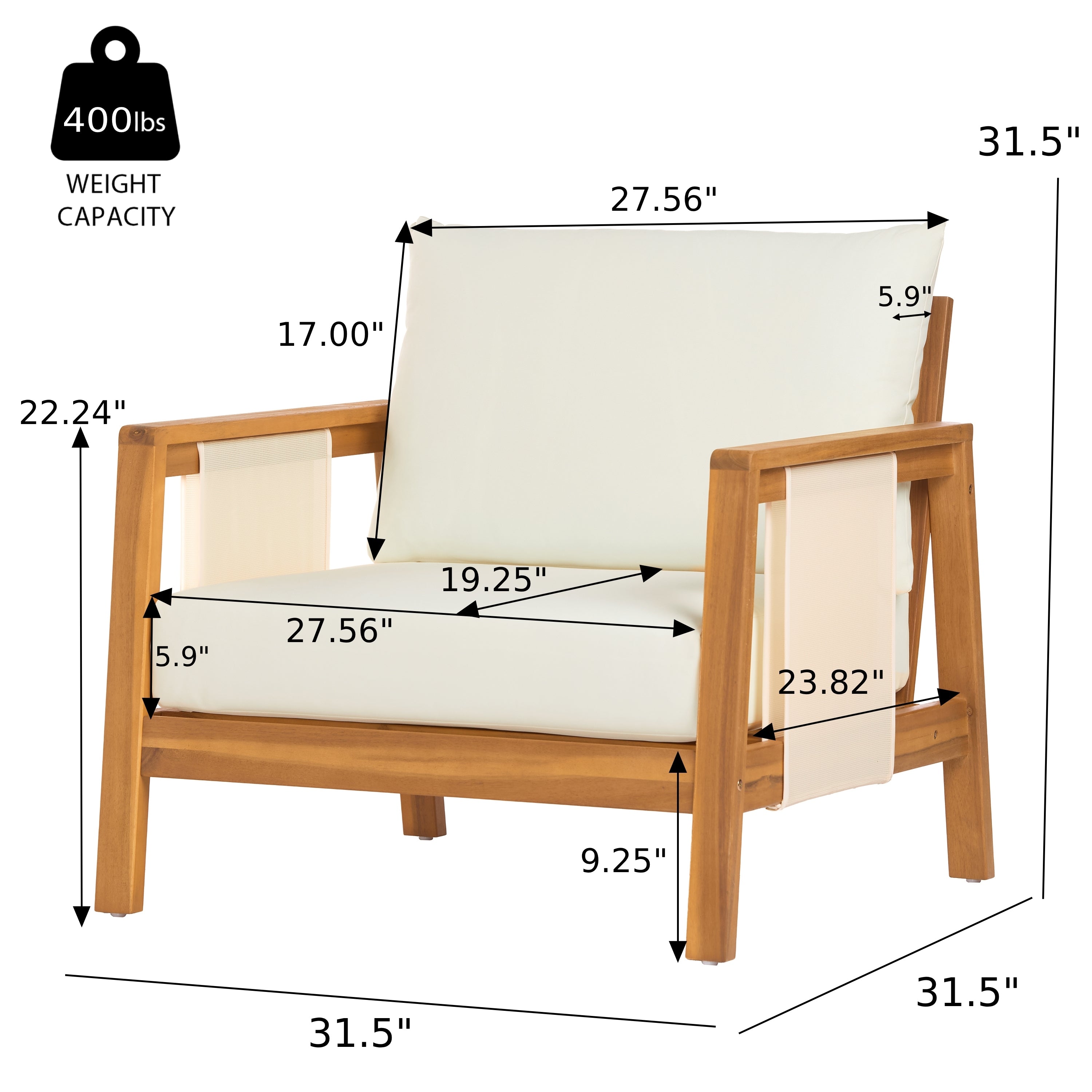 Khali 4 Piece Acacia Wood Outdoor Set