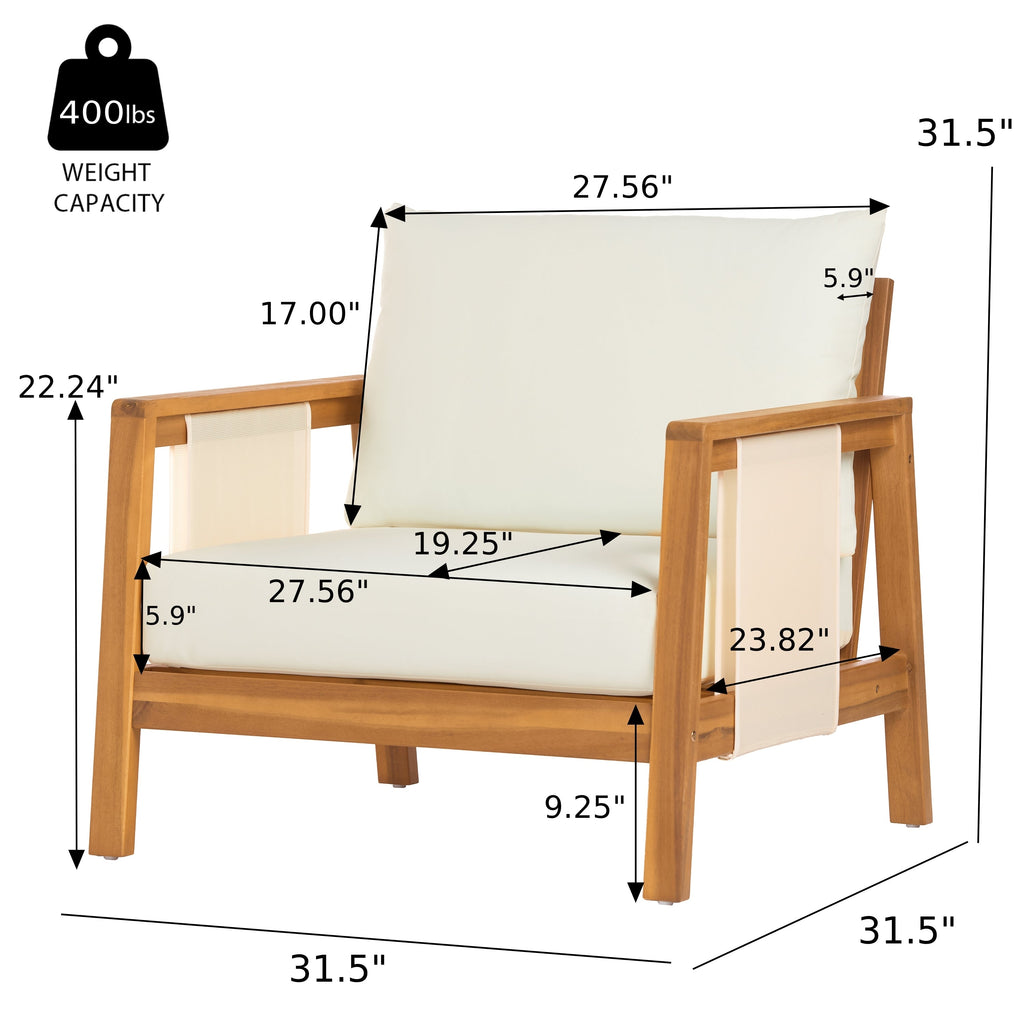 Khali Outdoor Club Chair with Acacia Wood Frame