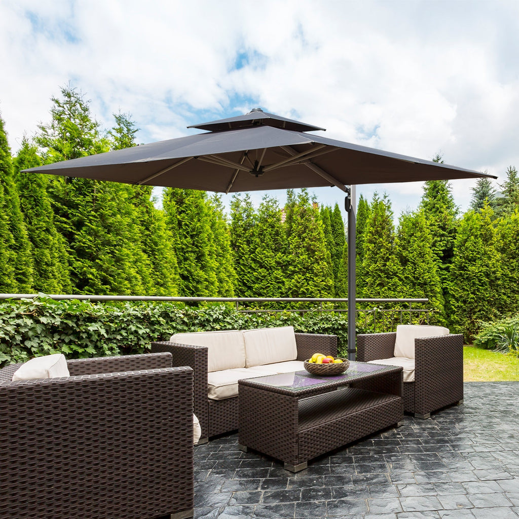 9'x 11' Rectangle Cantilever Umbrella with Center Pole, Base Not Included