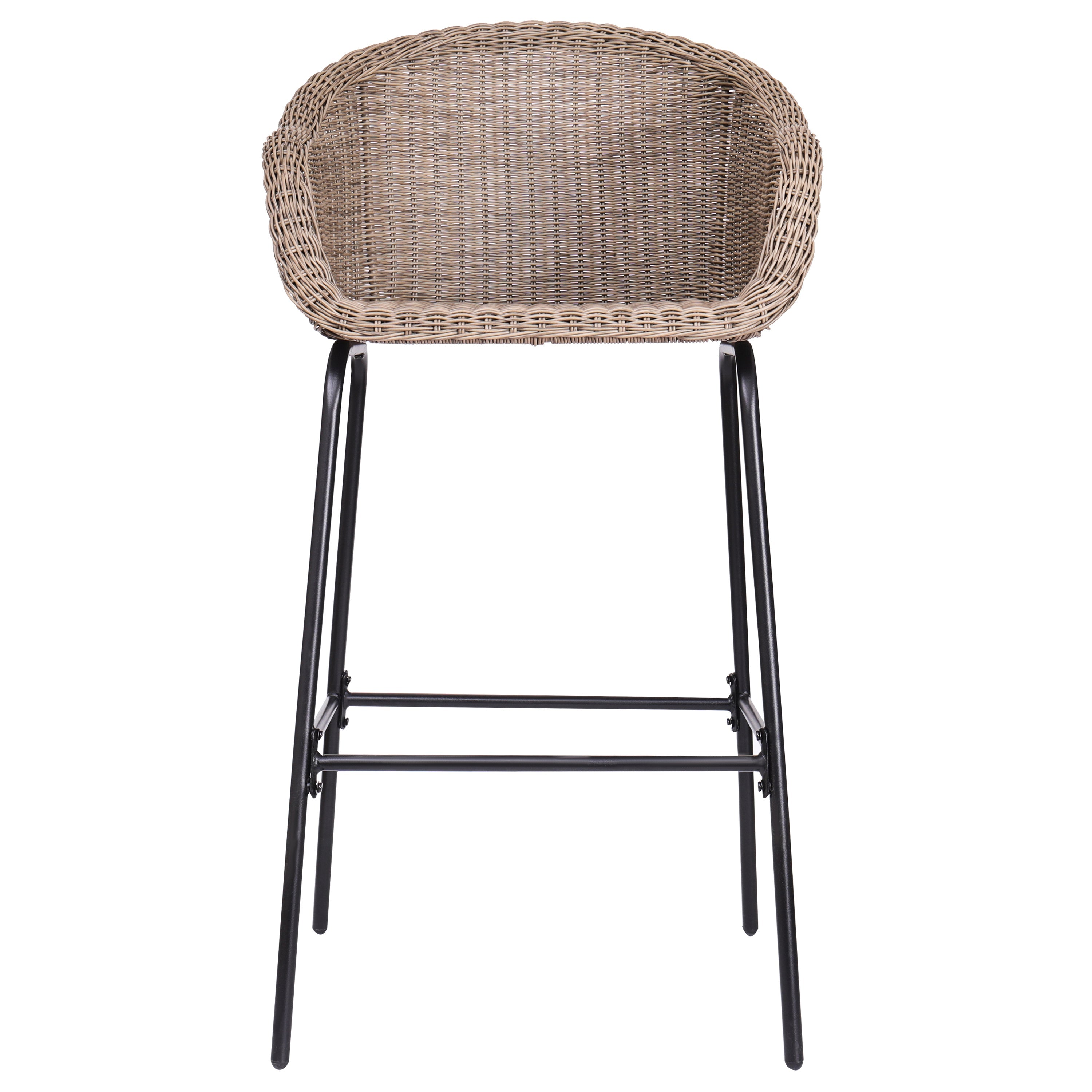Ladd Outdoor Metal Wicker Barstool, Set of 2