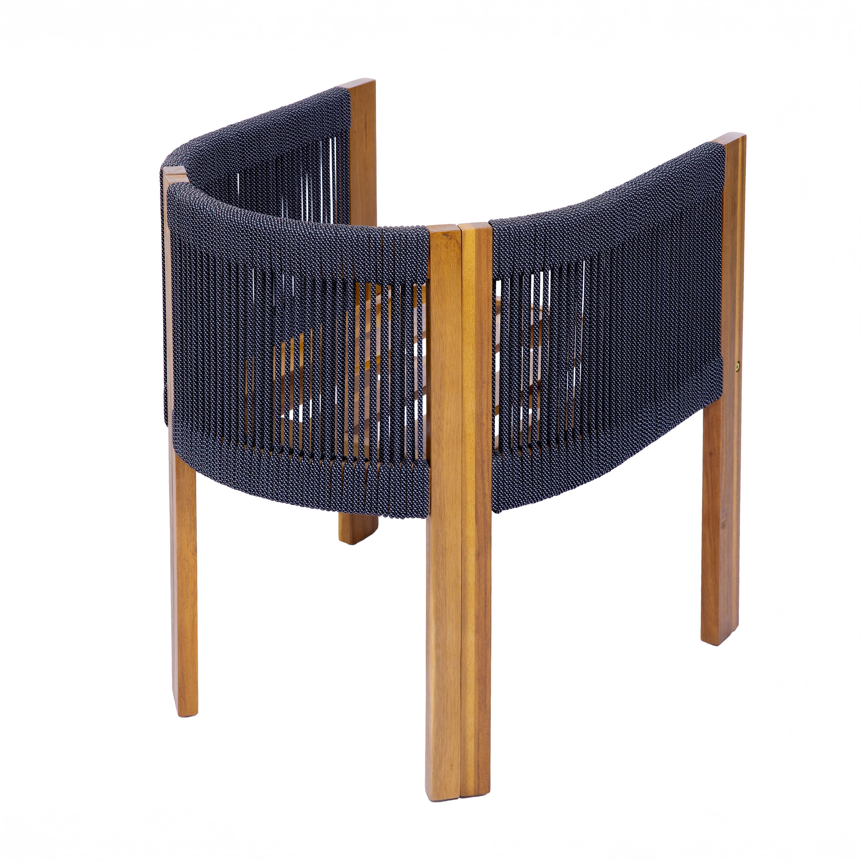 Matera Outdoor Wood & Rope Dining Chairs, Set of 2