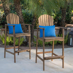 Outdoor Acacia Wood Adirondack Barstools, Set of 2