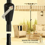 Bistro Stripe 2-Tier Vented Tiltable Patio Umbrella with Crank