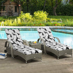 Tropical Indoor/Outdoor Chaise Lounge Chair Cushion with Ties, Set of 2